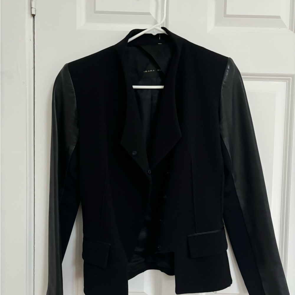 Barbara Bui Black Blazer with Leather Sleeves